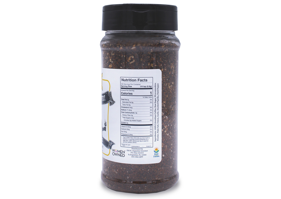 datil cowboy coffee rub nutrition panel