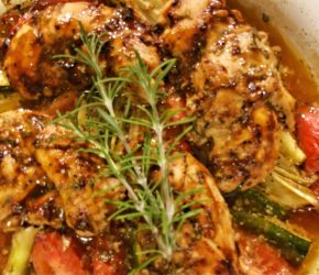 baked chicken and vegetables